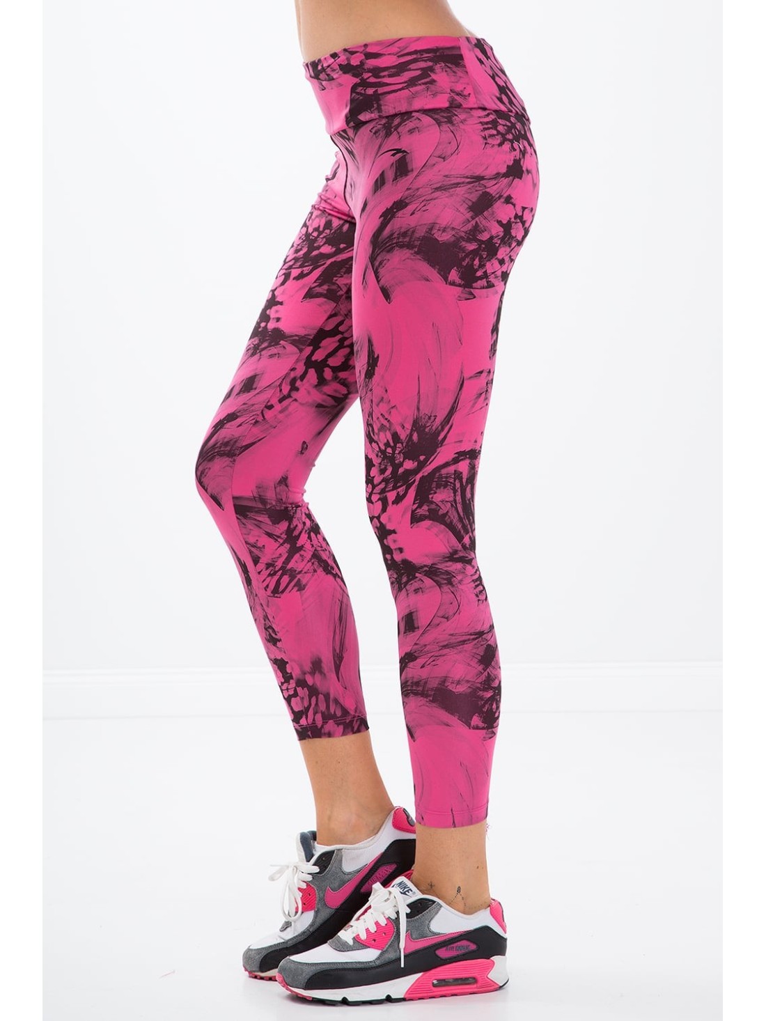 Pink leggings with black patterns H0060 - Online store - Boutique